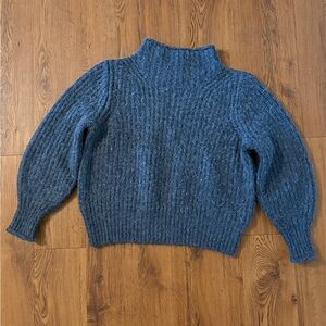 Madewell Slate Blue Ribbed Mock Neck Sweater - S (fits XS/S)